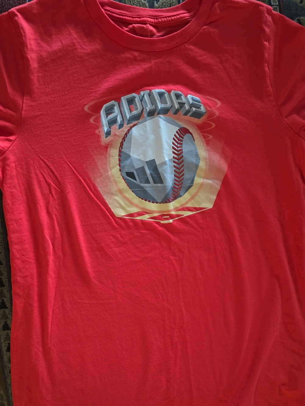 adidas Red Short-Sleeve Graphic Baseball Tee